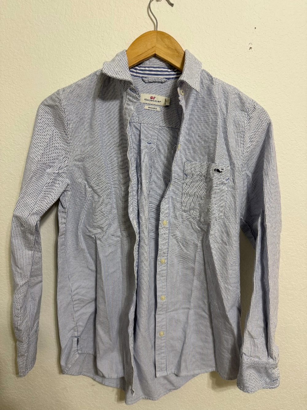 Vineyard Vines Blue White Striped Relaxed Fit Button Down Shirt Size 2